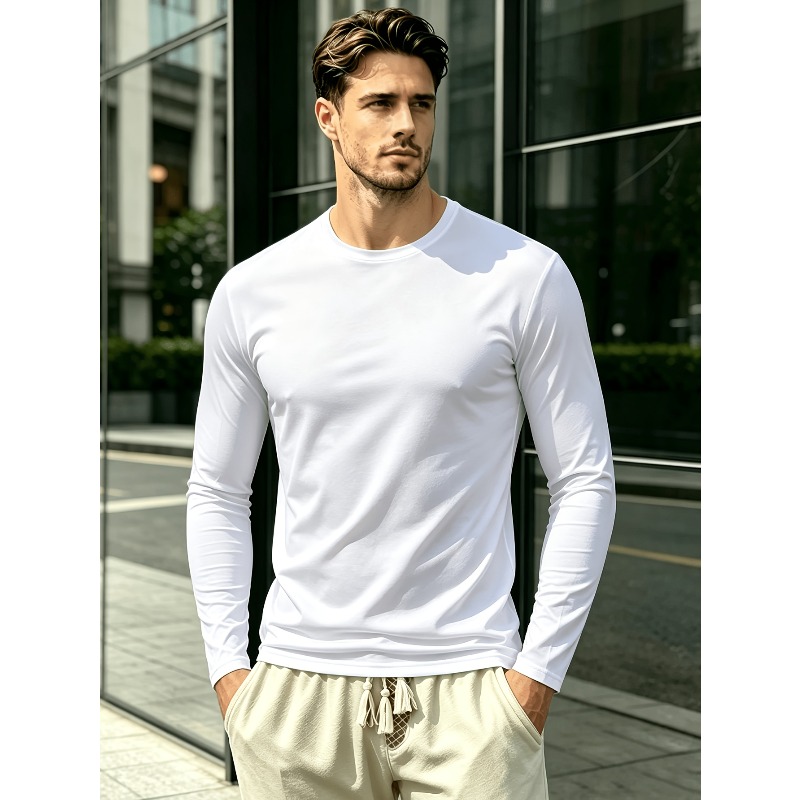 Solid Round Neck Long Sleeve T - Outdoor Sports 评论和价格