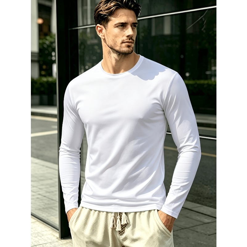 Solid Round Neck Long Sleeve T - Outdoor Sports 评论和价格