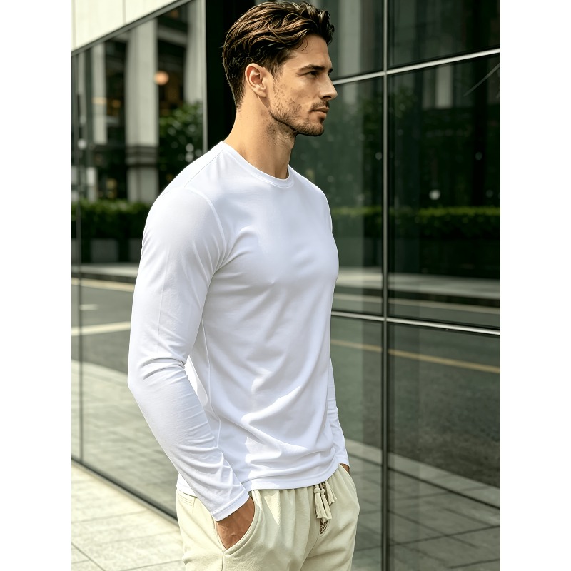 Solid Round Neck Long Sleeve T - Outdoor Sports 评论和价格