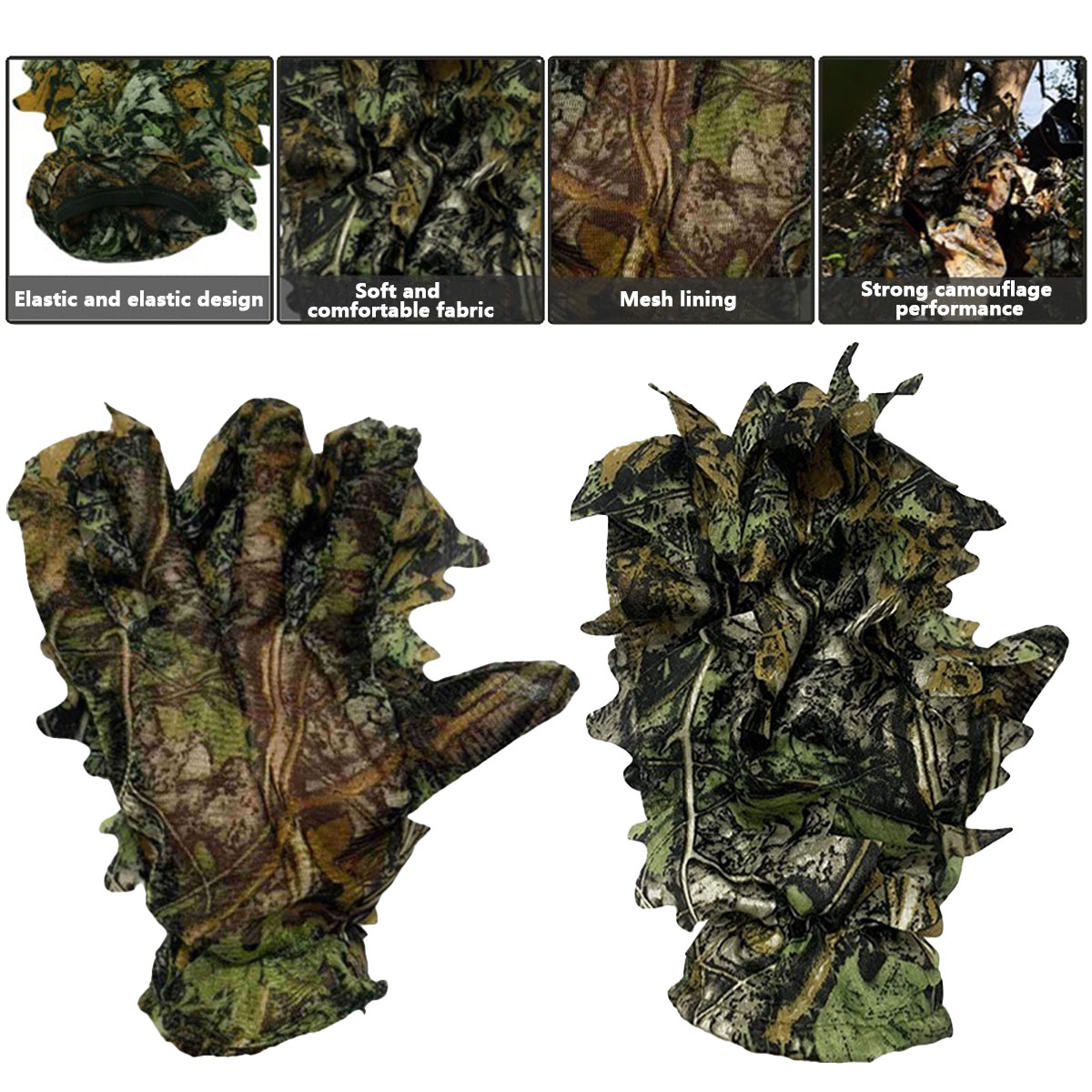 3D Camouflage Leaf Hunting Glo - Outdoor Sport Gloves 评论和价格